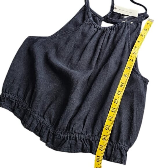 Anthropologie Pilcro Cropped Linen Blend Halter Top in Black, Size Small, NWT - Picture 5 of 10